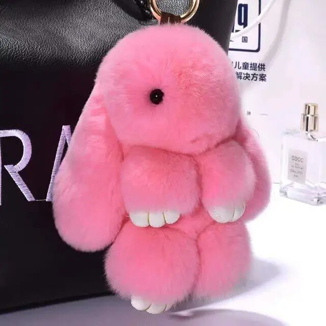 Fluffy Bunny Rabbit - Keychain - plush toy - Christmas Gift