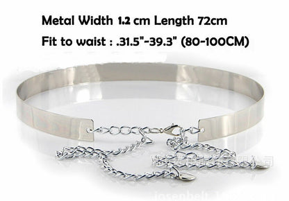 Silver Plate Party Stuff Women High Waist Vogue Mirror Belt Metallic Chain Belts