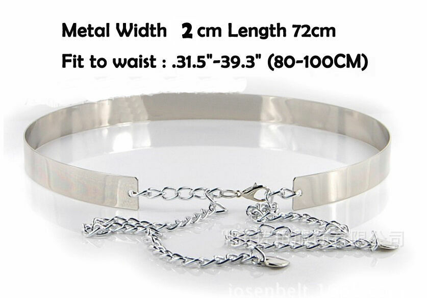 Silver Plate Party Stuff Women High Waist Vogue Mirror Belt Metallic Chain Belts
