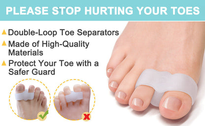 Double Loops Big Toe Straightener Separators Bunion Pads for Crooked Hammer Toes