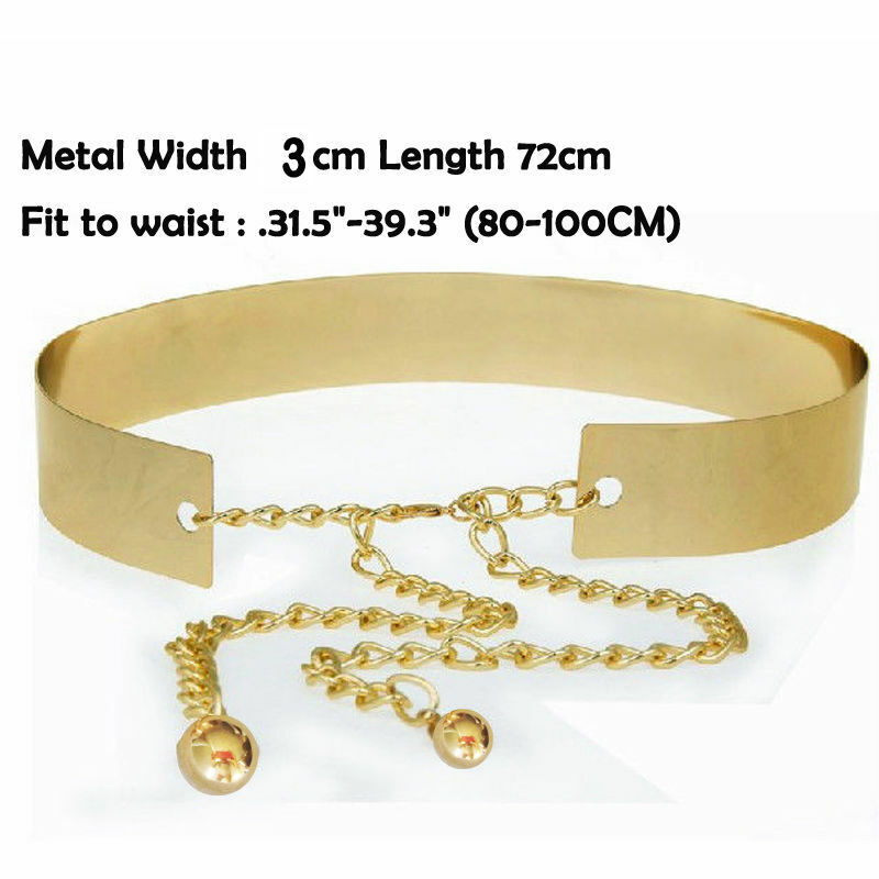 Gold Plate Party Stuff Women High Waist Vogue Mirror Belt Metallic Chain Belts