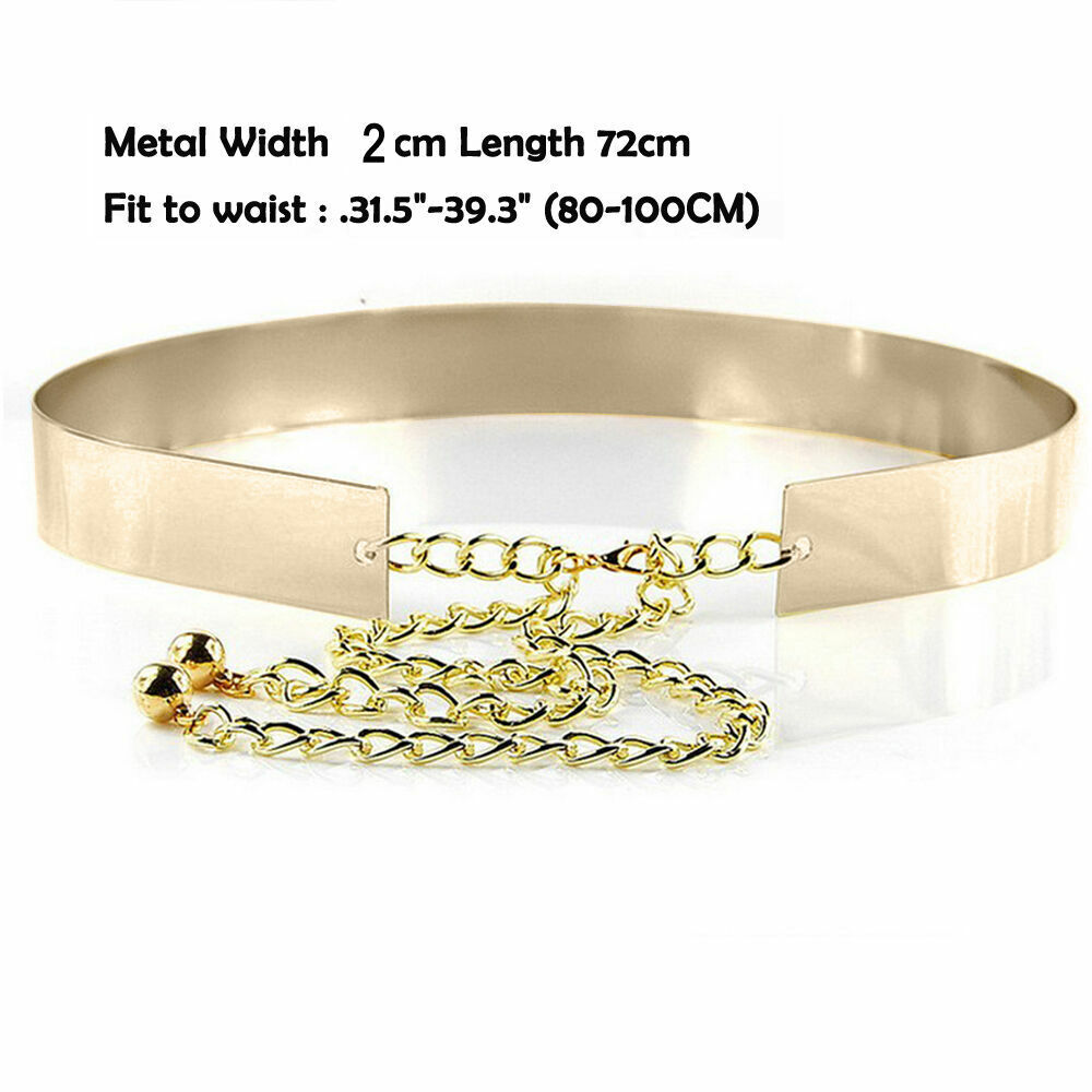 Gold Plate Party Stuff Women High Waist Vogue Mirror Belt Metallic Chain Belts