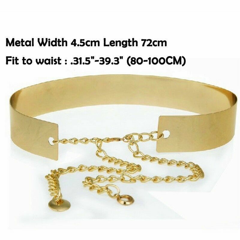 Gold Plate Party Stuff Women High Waist Vogue Mirror Belt Metallic Chain Belts