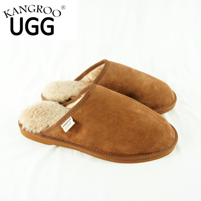 Kangroo® UGG D062 Chestnut Classic Sheepskin Slippers Unisex Scuffs Comfort Indoor Winter Shoes