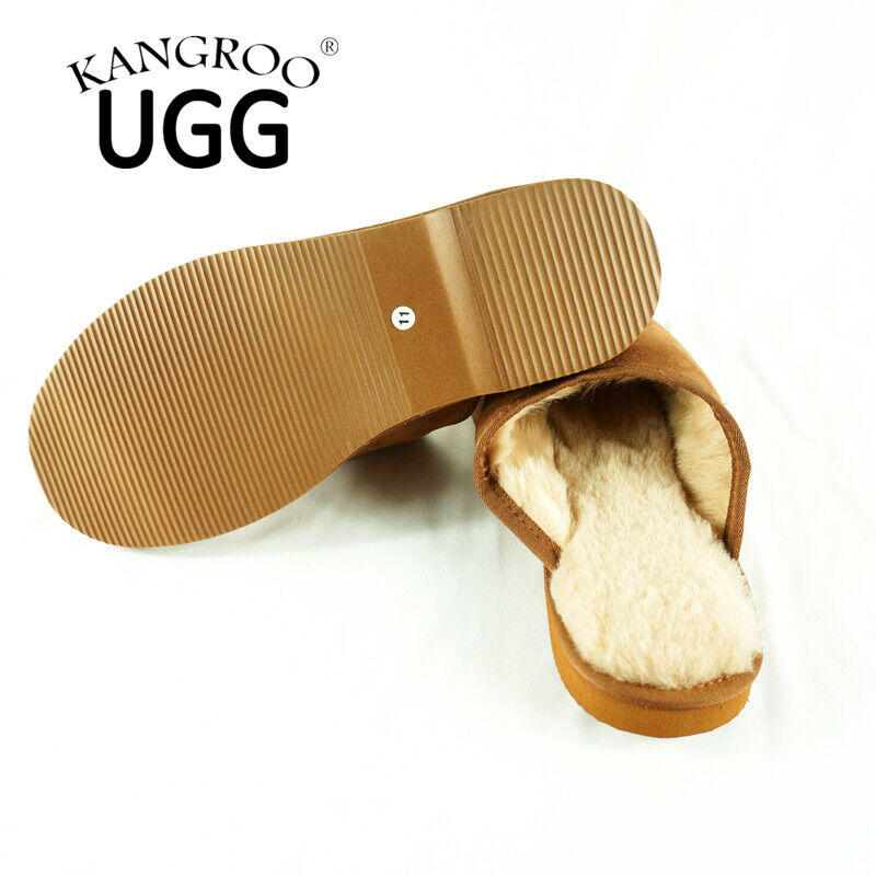 Kangroo® UGG D062 Chestnut Classic Sheepskin Slippers Unisex Scuffs Comfort Indoor Winter Shoes