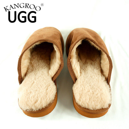 Kangroo® UGG D062 Chestnut Classic Sheepskin Slippers Unisex Scuffs Comfort Indoor Winter Shoes