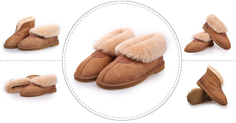 Kangroo® UGG D067 Chestnut Classic Sheepskin Slippers Unisex Moccasins Comfort Indoor Winter Shoes