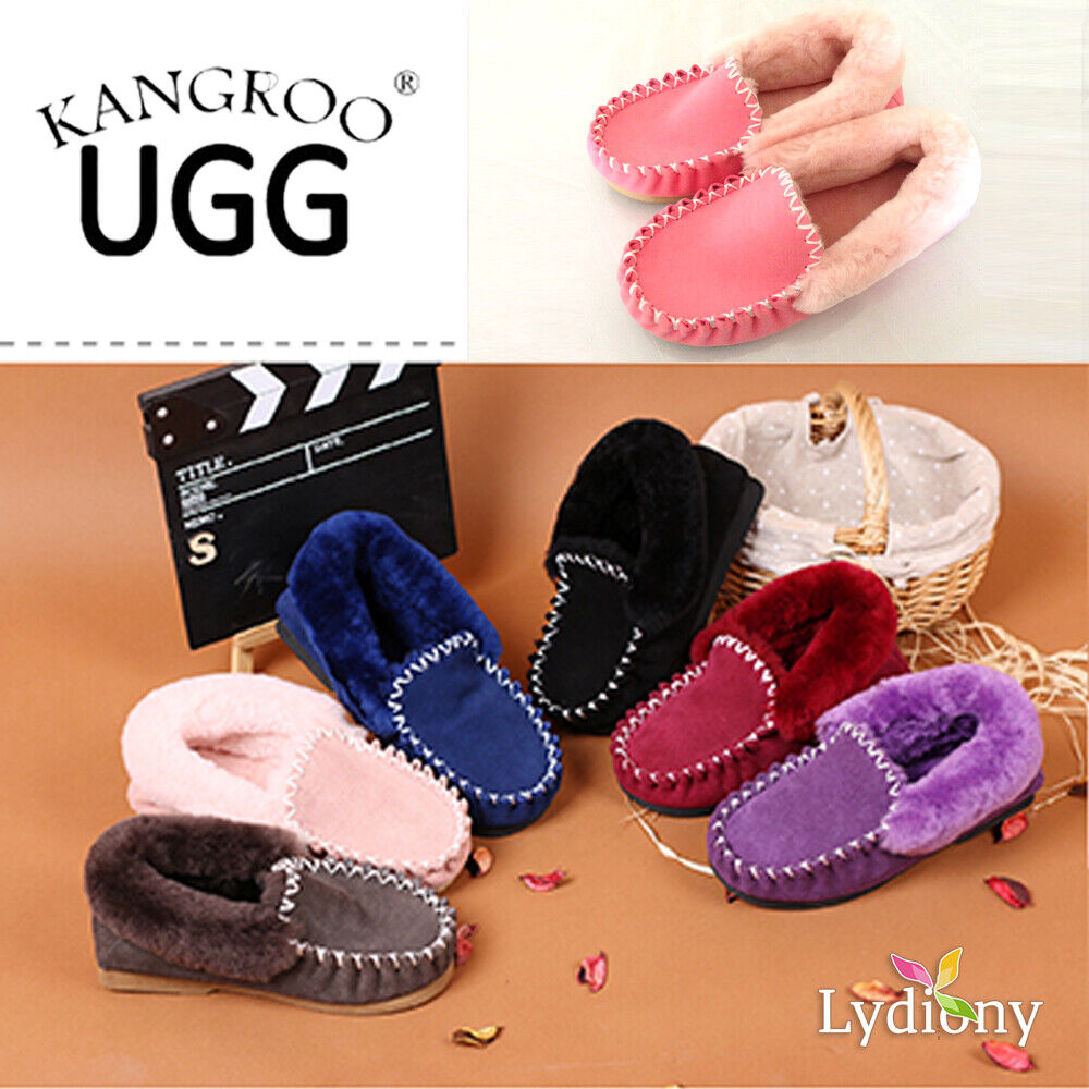 Kangroo® UGG D301 Black Sheepskin Moccasins Casual Comfort Indoor Winter Shoes