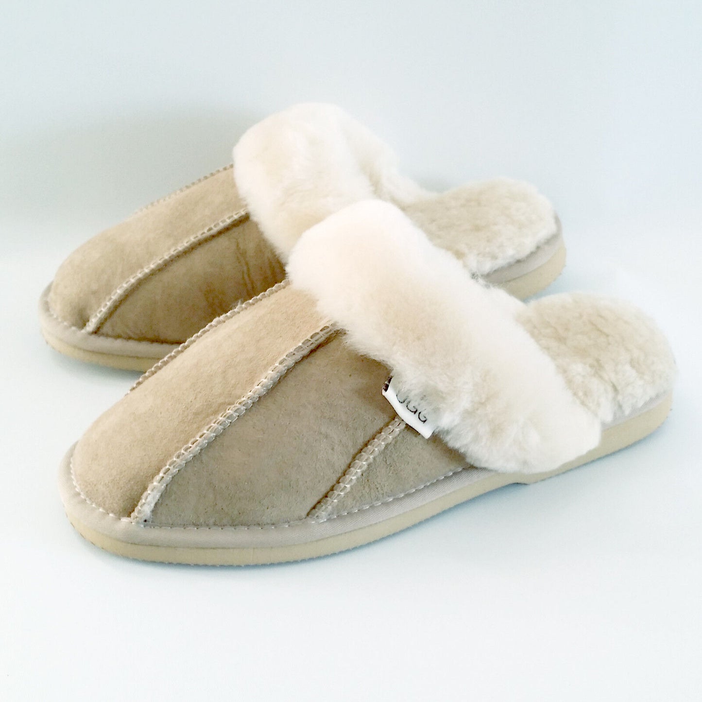 Kangroo® UGG D066 Sand Color Classic Sheepskin Slippers Unisex Scuffs Comfort Indoor Winter Shoes