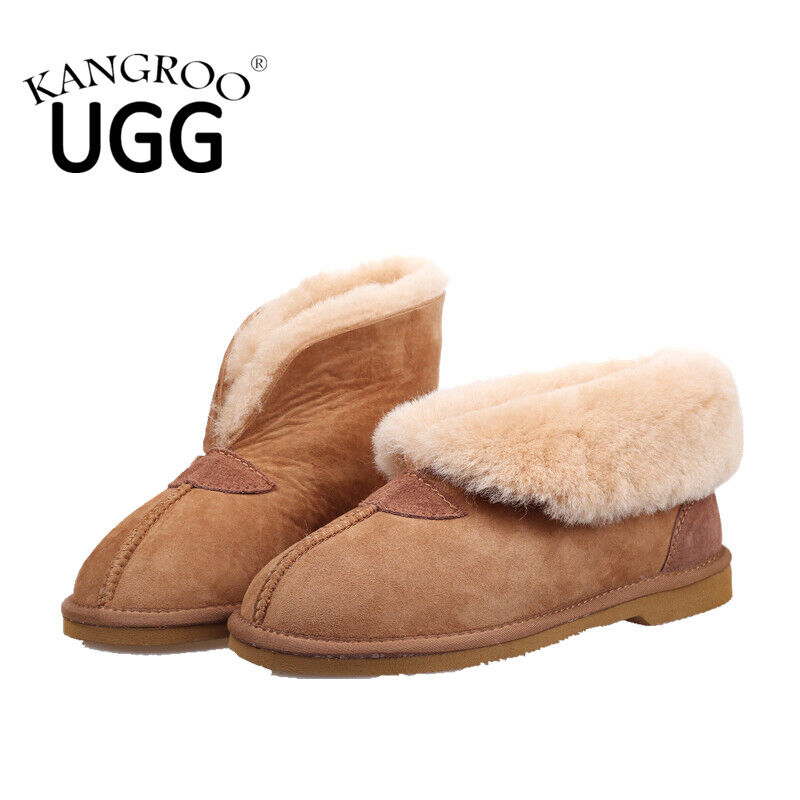 Kangroo® UGG D067 Chestnut Classic Sheepskin Slippers Unisex Moccasins Comfort Indoor Winter Shoes