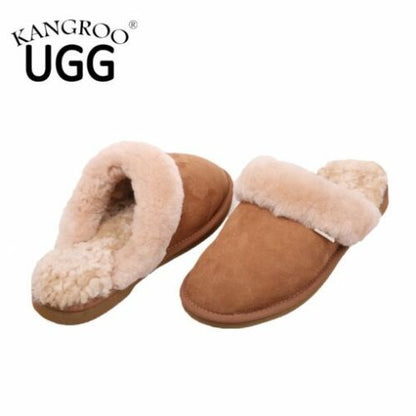 Kangroo® UGG D064 Chestnut Slip On Sheepskin Slippers Unisex Scuffs Comfort Indoor Winter Shoes