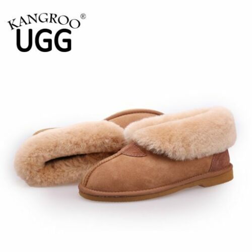 Kangroo® UGG D067 Chestnut Classic Sheepskin Slippers Unisex Moccasins Comfort Indoor Winter Shoes