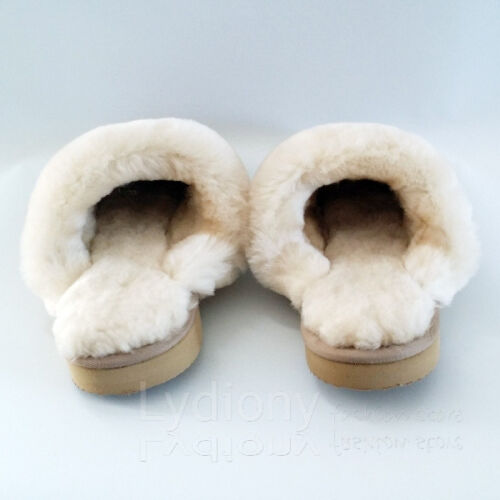 Kangroo® UGG D066 Sand Color Classic Sheepskin Slippers Unisex Scuffs Comfort Indoor Winter Shoes
