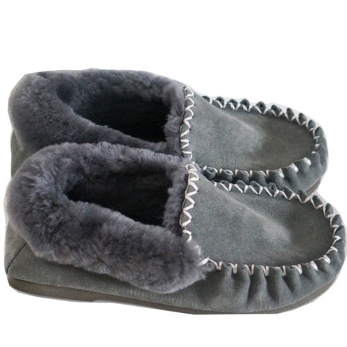 Kangroo® Ugg D301 Grey Sheepskin Moccasins Casual Comfort Indoor Winter Shoes