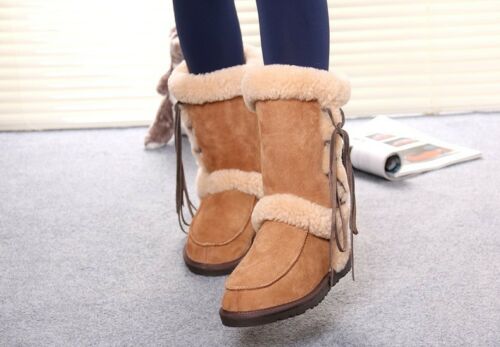 Kangroo® UGG D3101 Chestnut Lady Lace Sheepskin Boots Outdoor Winter Warm Shoes