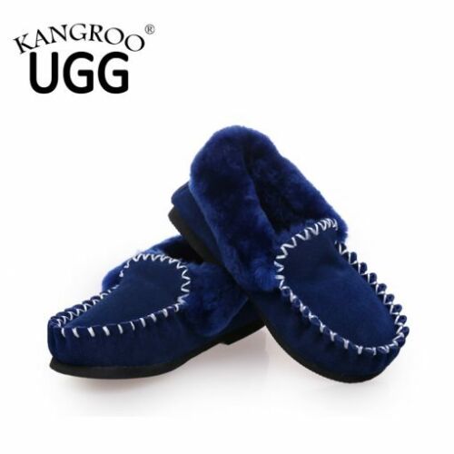 Kangroo® UGG D301 Blue Sheepskin Moccasins Casual Comfort Indoor Winter Shoes