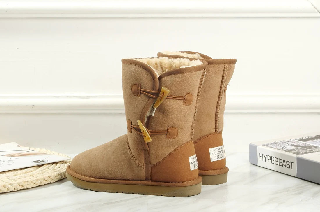 Kangroo® UGG D2104 Chestnut Two Toggle UGG Boots Outdoor Winter Warm Shoes