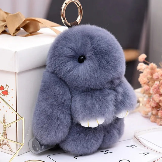 Fluffy Bunny Rabbit - Keychain - plush toy - Christmas Gift