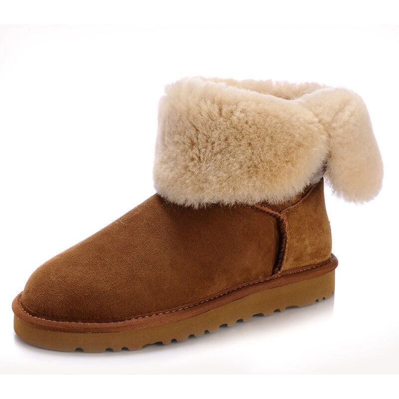 Kangroo® UGG D2105 Chestnut One Button Sheepskin Boots Outdoor Winter Warm Shoes