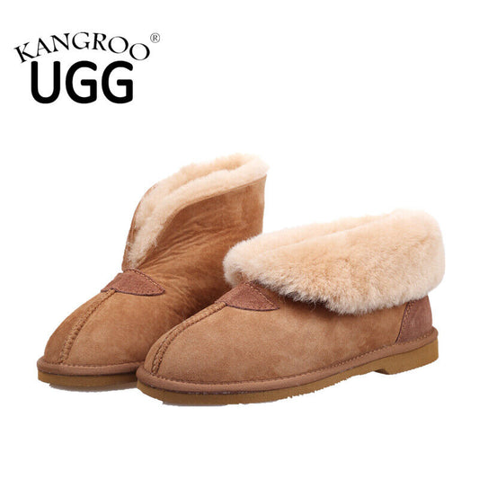 Kangroo® UGG D067 Chestnut Classic Sheepskin Slippers Unisex Moccasins Comfort Indoor Winter Shoes