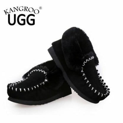 Kangroo® UGG D301 Black Sheepskin Moccasins Casual Comfort Indoor Winter Shoes