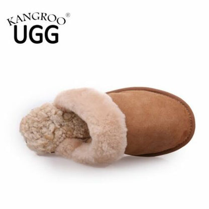 Kangroo® UGG D064 Chestnut Slip On Sheepskin Slippers Unisex Scuffs Comfort Indoor Winter Shoes